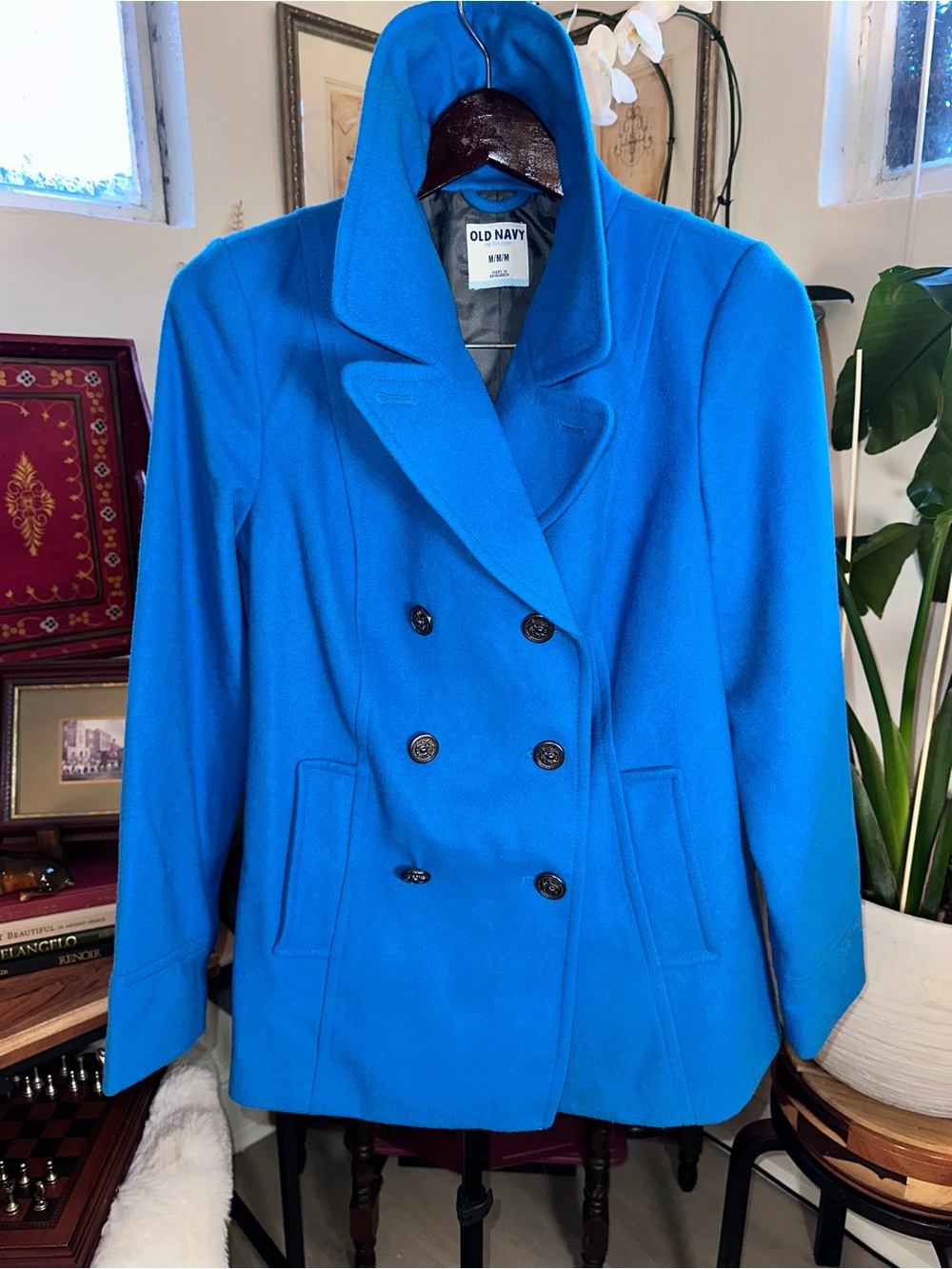 Old Navy Women's Bright Blue Double-Breasted Peacoat